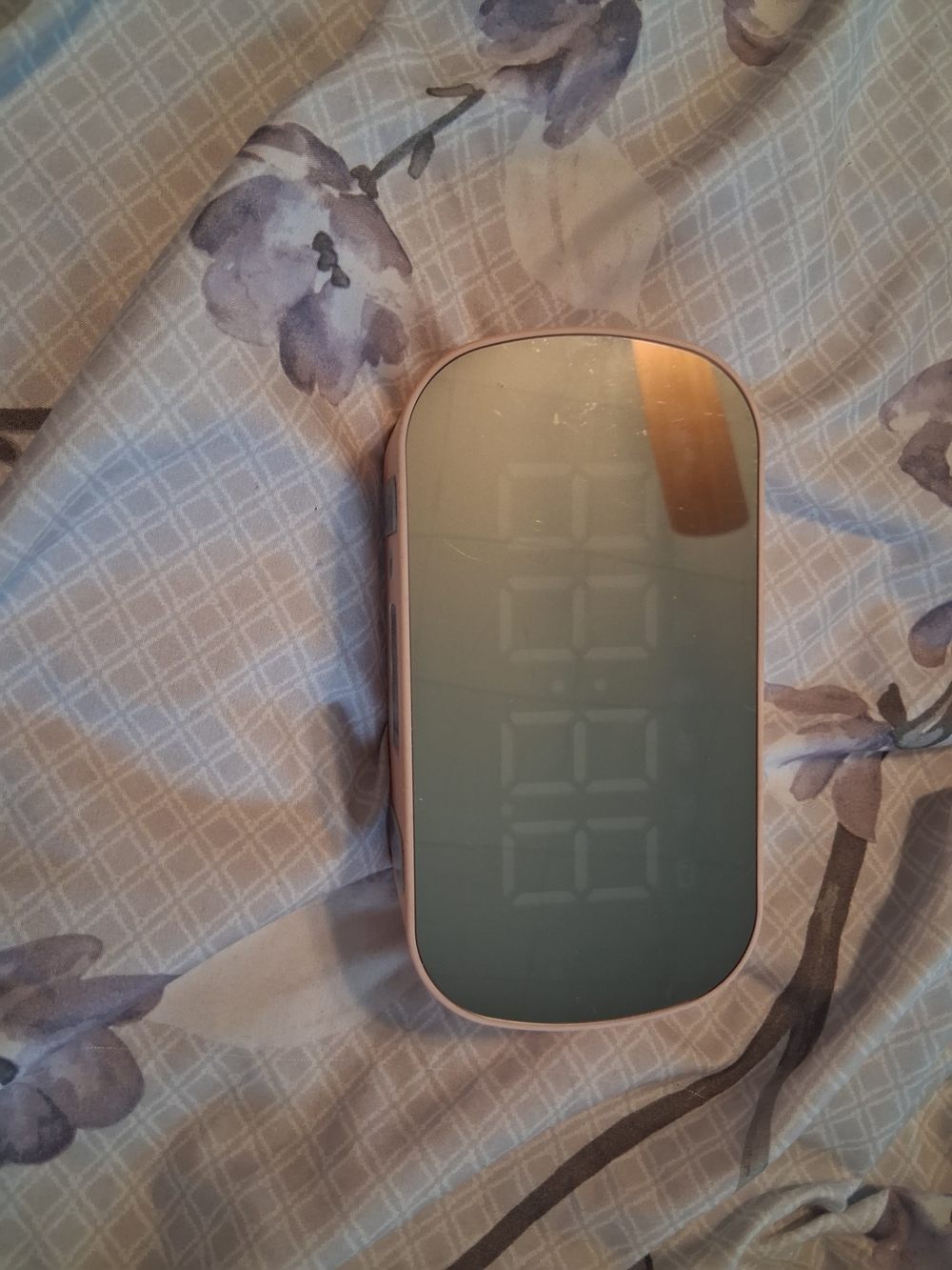 Compact Pink LED Mirror Alarm Clock with Sleek Display